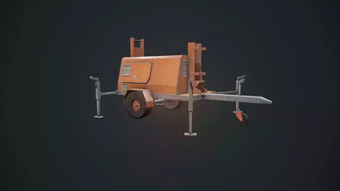 Generator - Light Generator - Orange Generator - Industrial Prop Low-poly 3D model