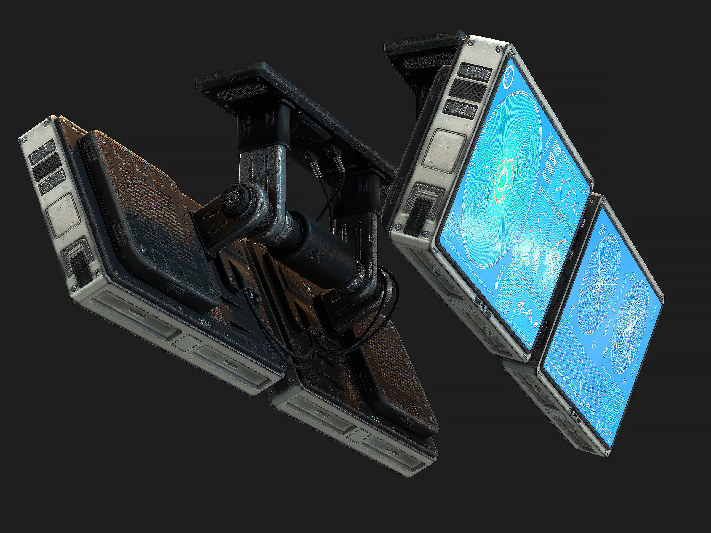 Sci Fi Monitors low poly  Low-poly 3D model_5