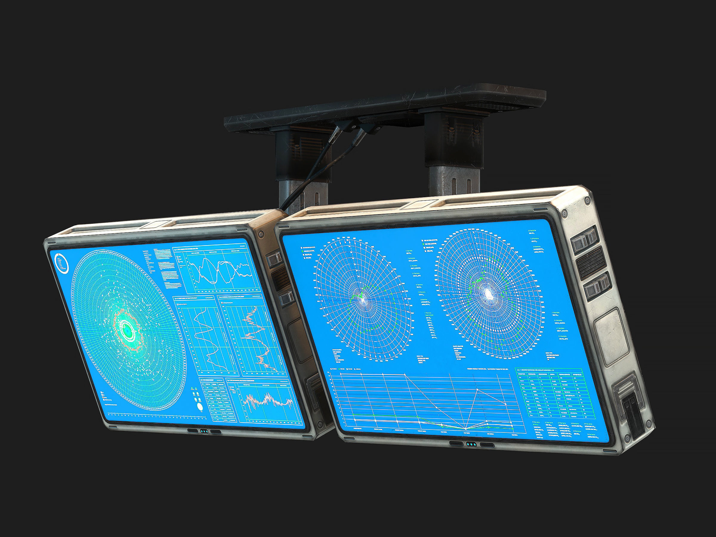 Sci Fi Monitors low poly  Low-poly 3D model_1