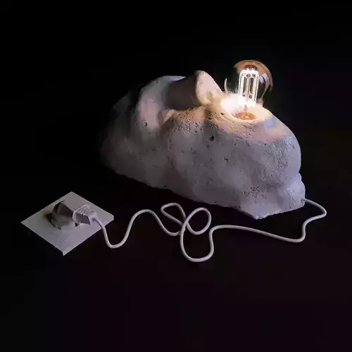 White-Head lamp with light bulb in shape of skull