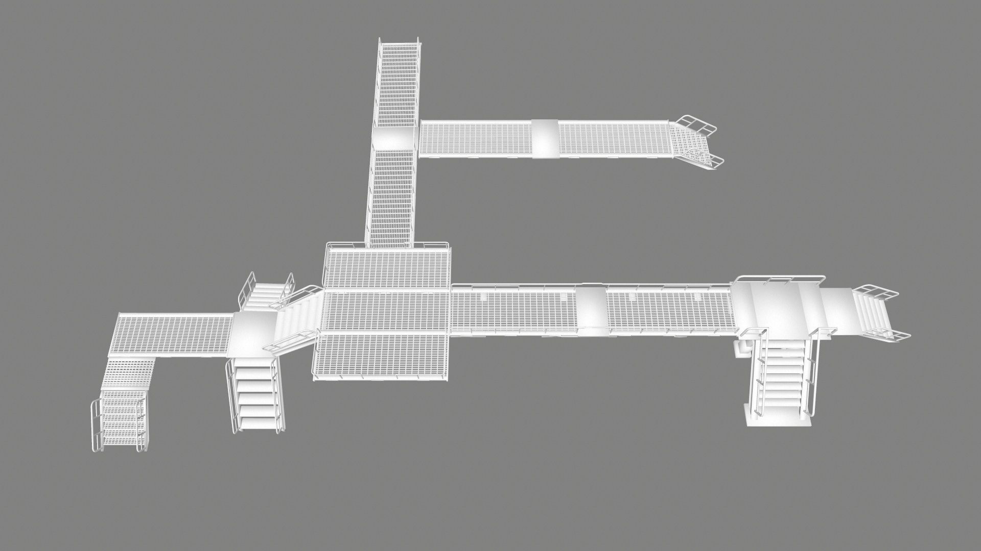 stairs building with Low-poly 3D model_2