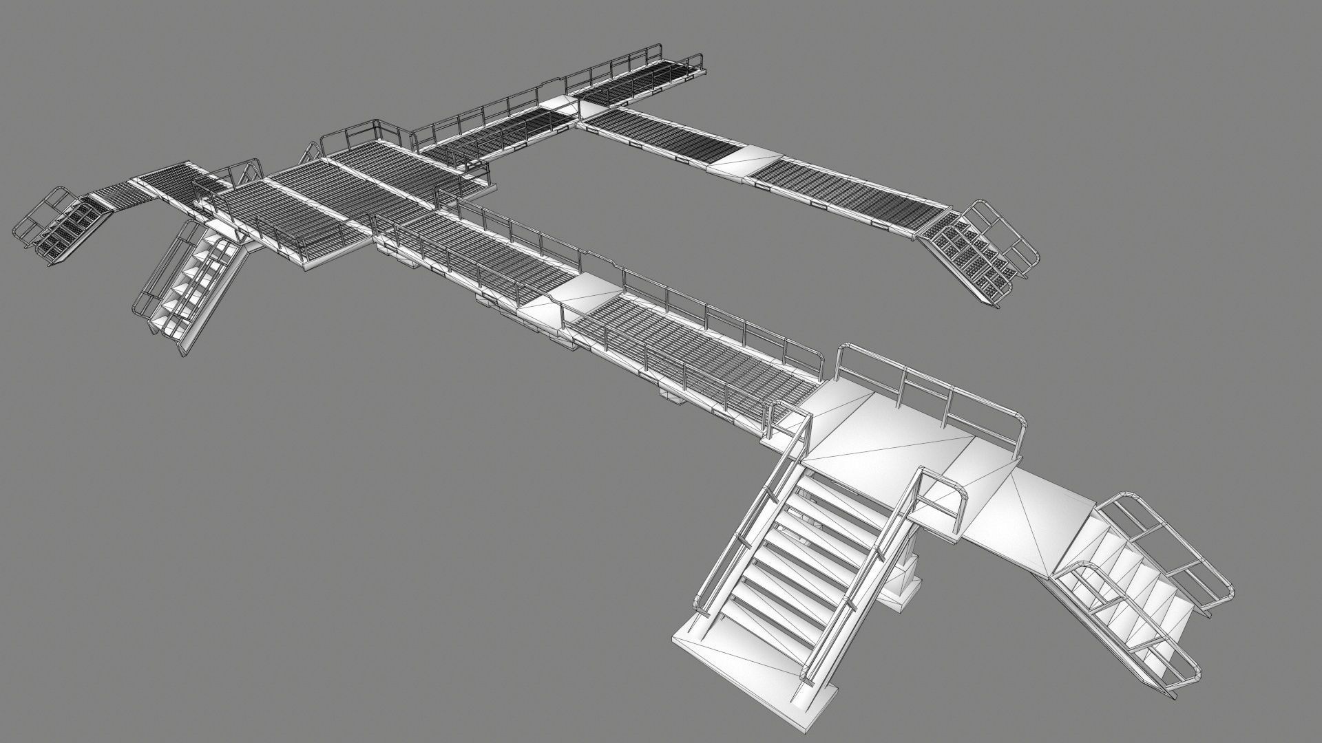 stairs building with Low-poly 3D model_9