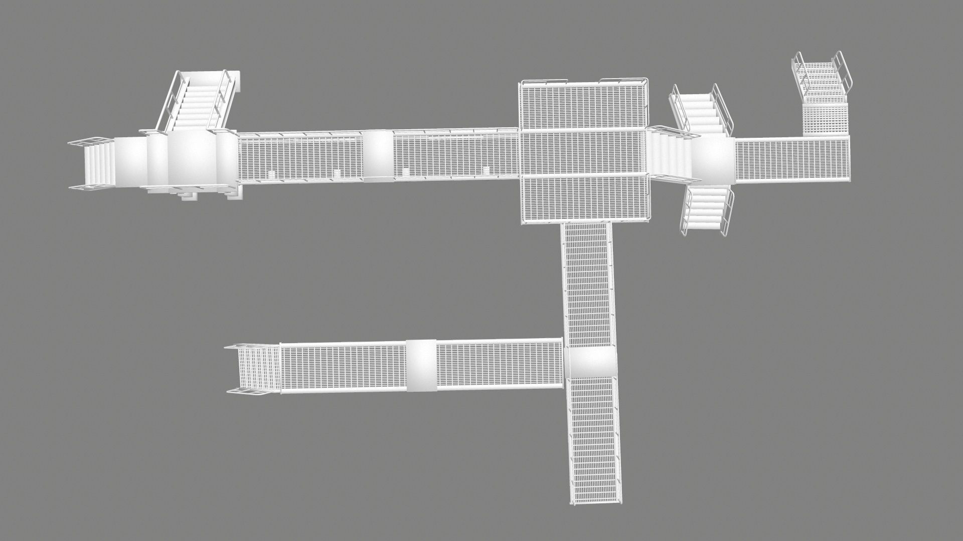 stairs building with Low-poly 3D model_3