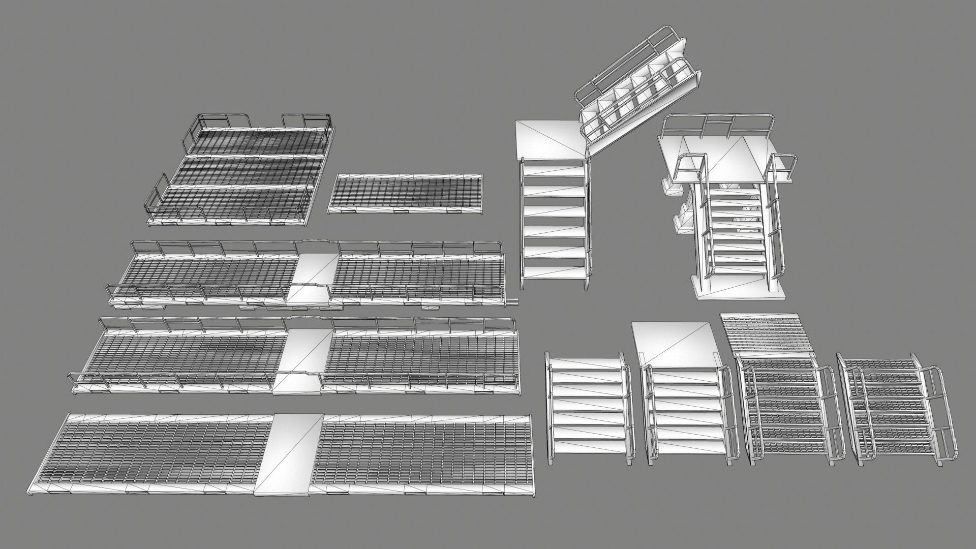 stairs building with Low-poly 3D model_1