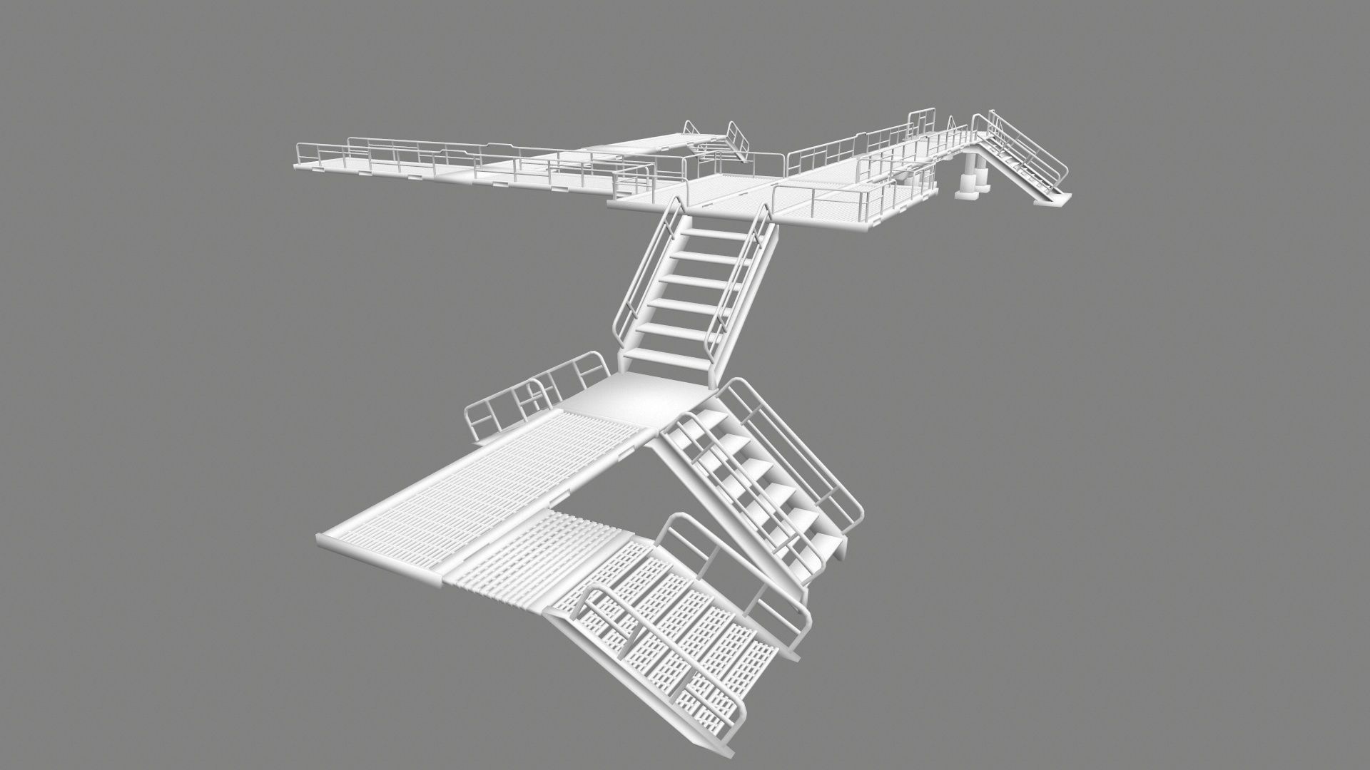 stairs building with Low-poly 3D model_6