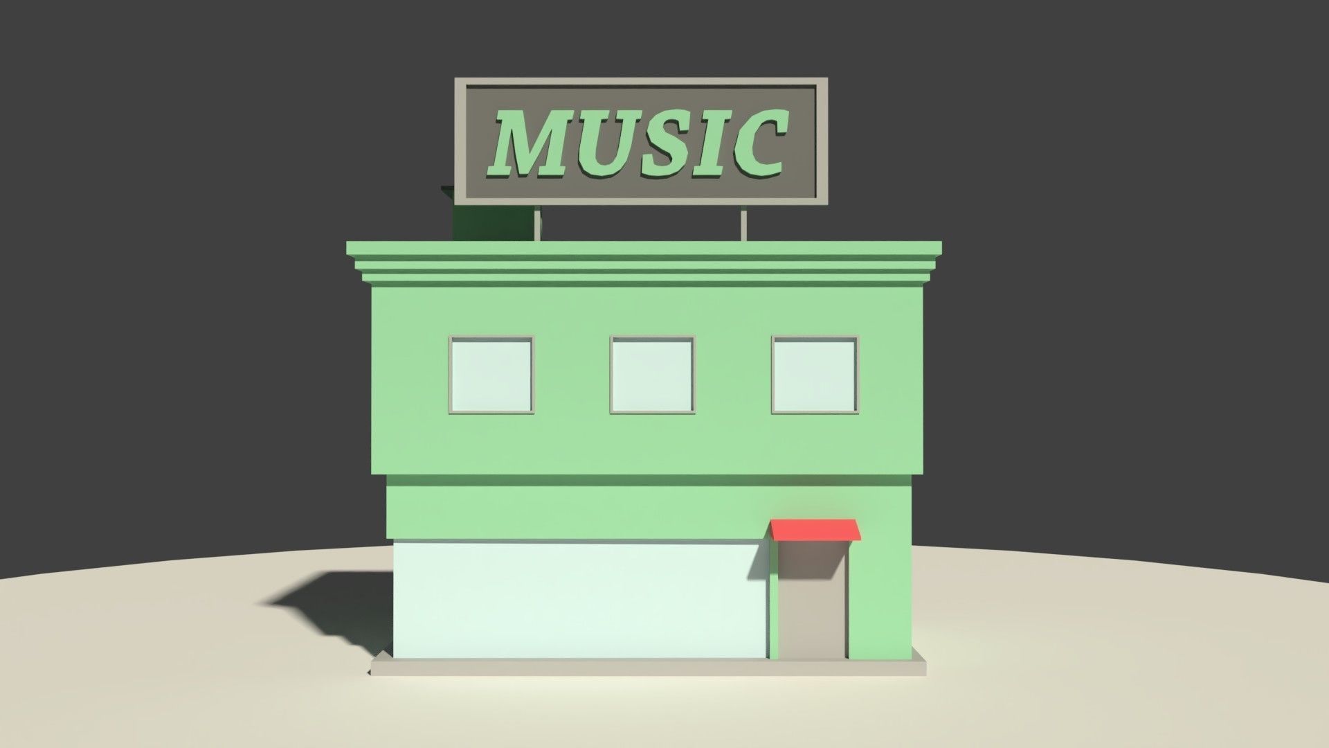 Low Poly Music Store Low-poly 3D model_4