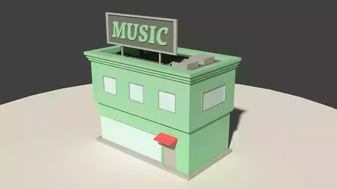 Low Poly Music Store Low-poly 3D model