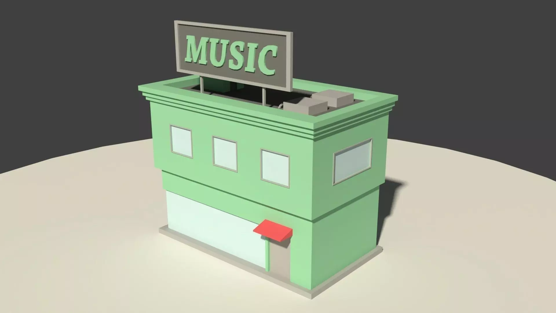 Low Poly Music Store Low-poly 3D model_0