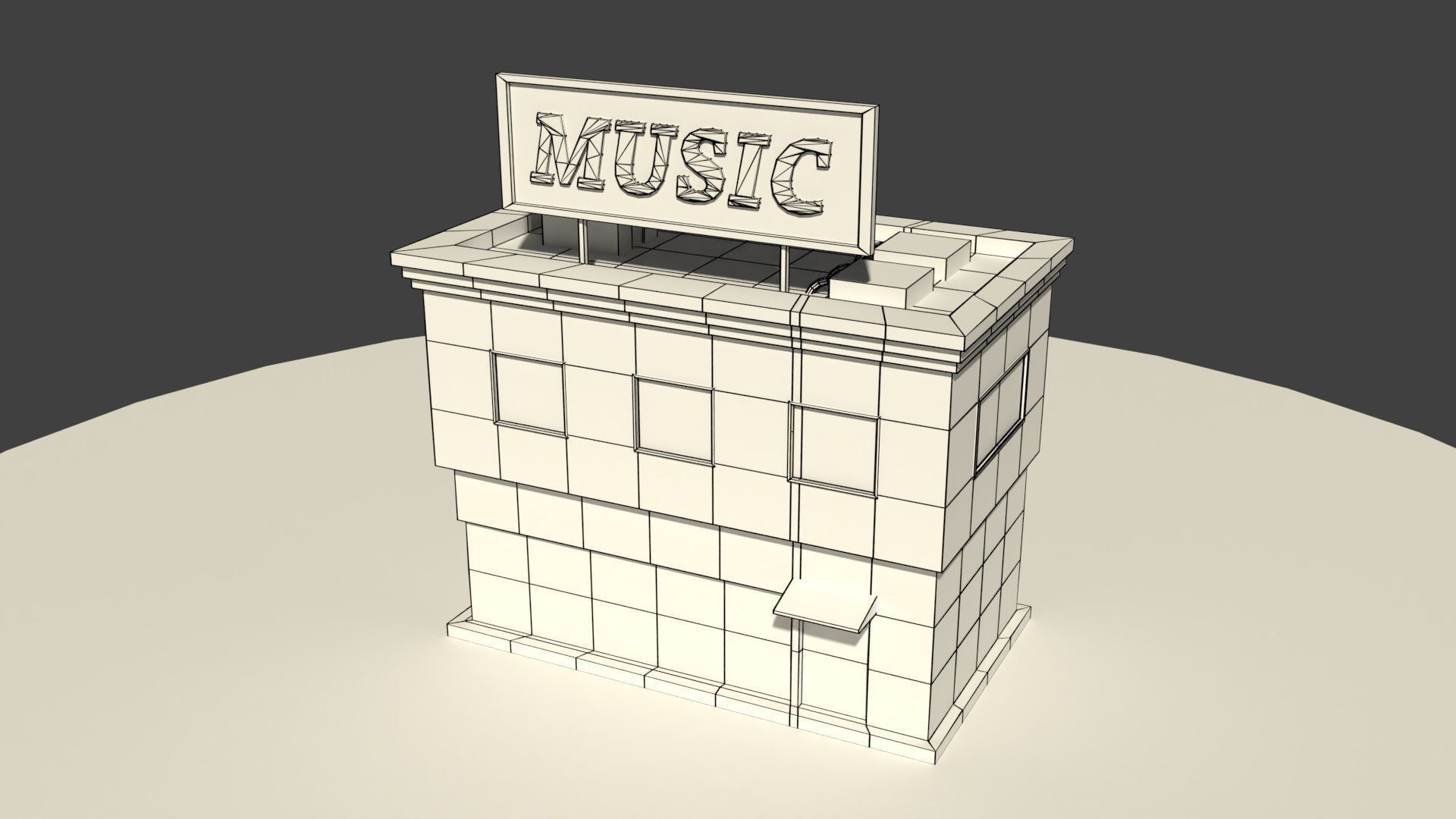 Low Poly Music Store Low-poly 3D model_5