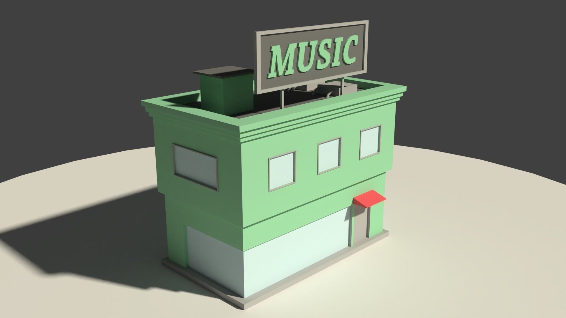 Low Poly Music Store Low-poly 3D model_3