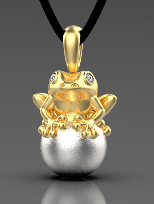 pendant frog hanging on string 3D print model_21