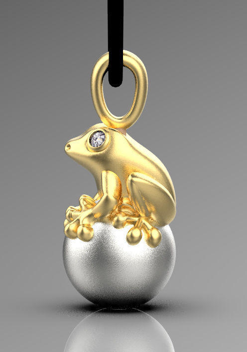 pendant frog hanging on string 3D print model_53