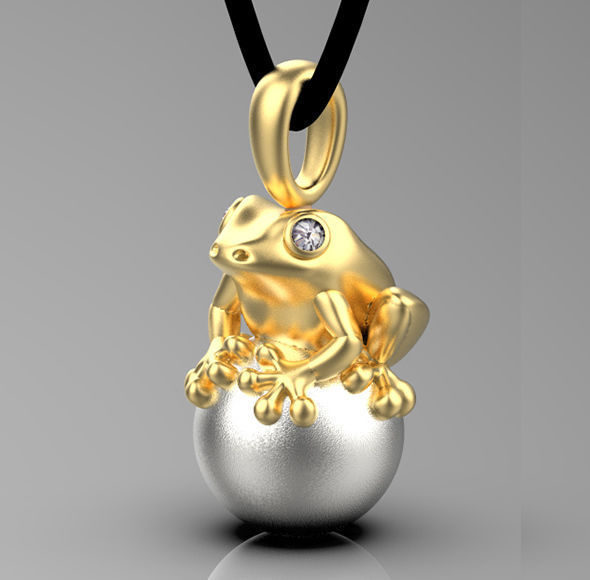 pendant frog hanging on string 3D print model_12
