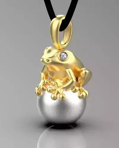 pendant frog hanging on string 3D print model