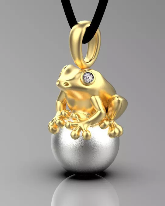 pendant frog hanging on string 3D print model_0