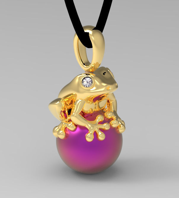 pendant frog hanging on string 3D print model_16