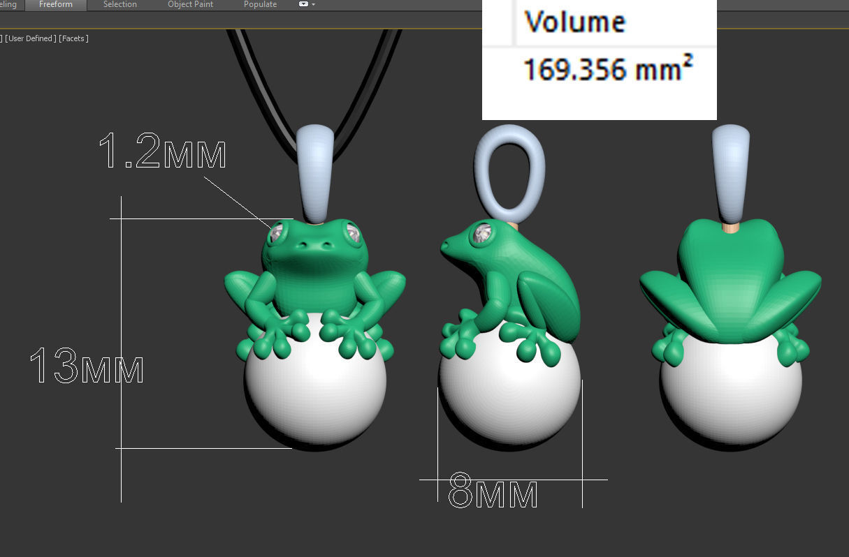 pendant frog hanging on string 3D print model_37