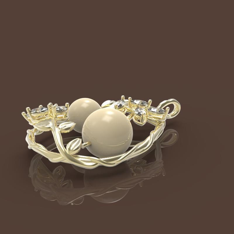 Pendant White cherry branch 3D print model_1