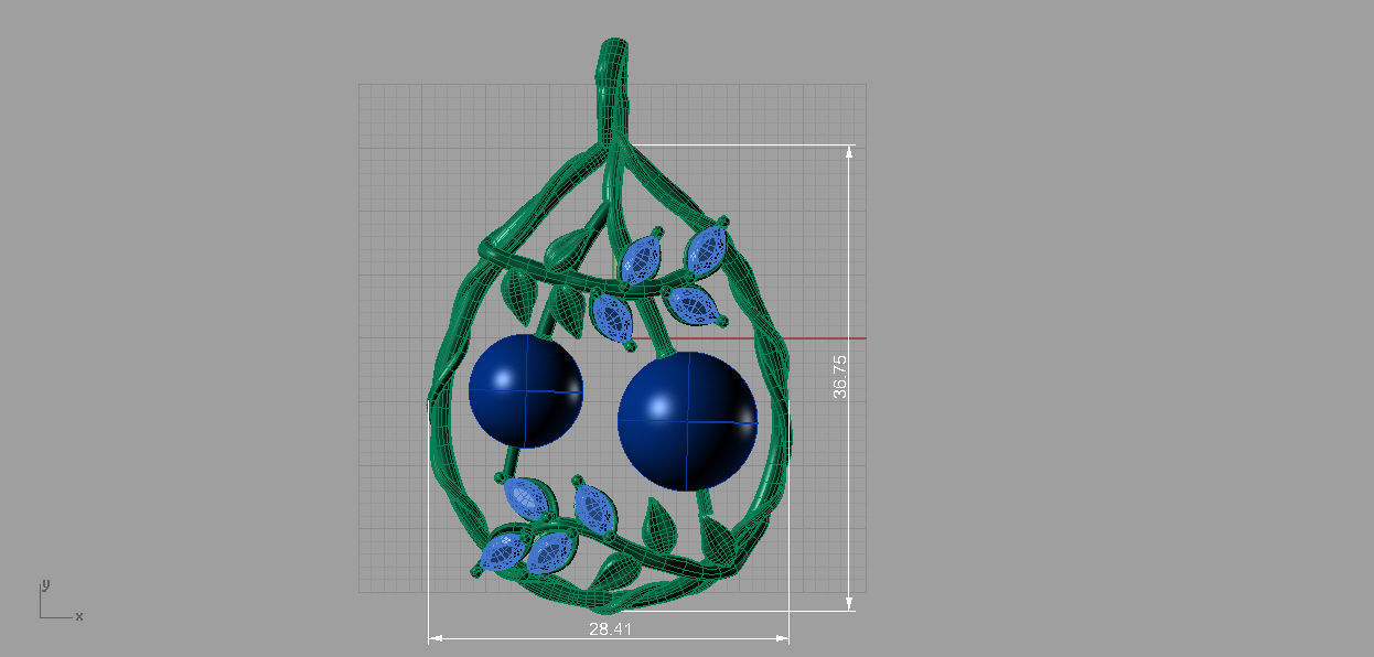 Pendant White cherry branch 3D print model_2