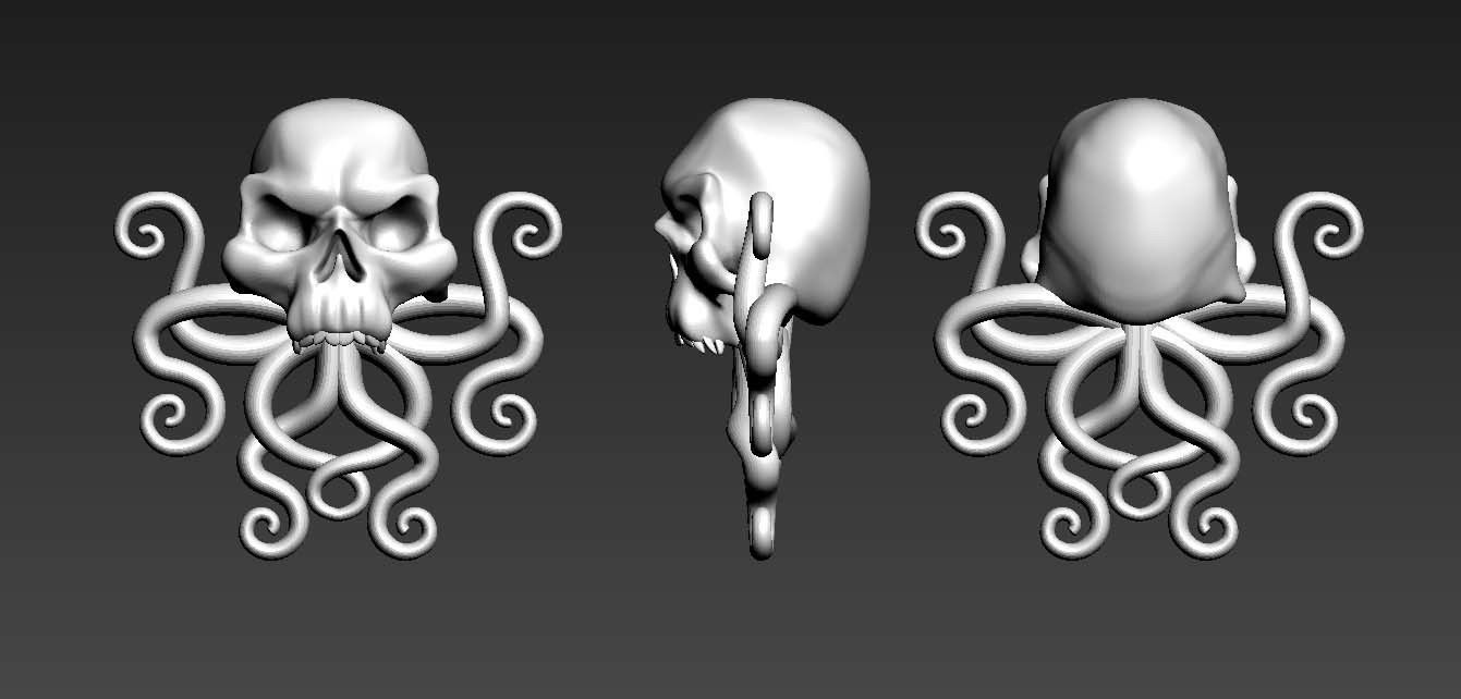 SKULL octopus Low-poly 3D model_3