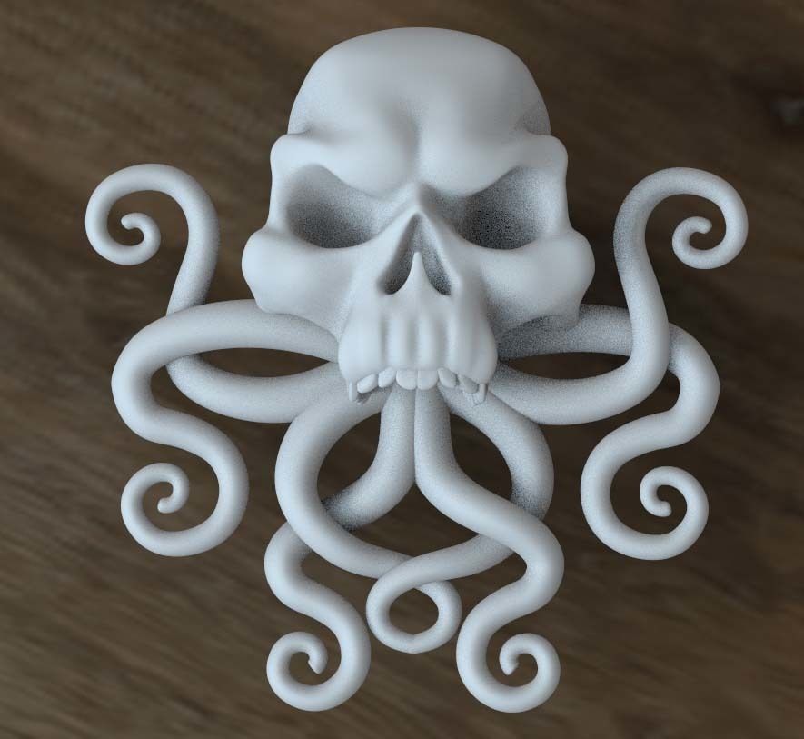 SKULL octopus Low-poly 3D model_6