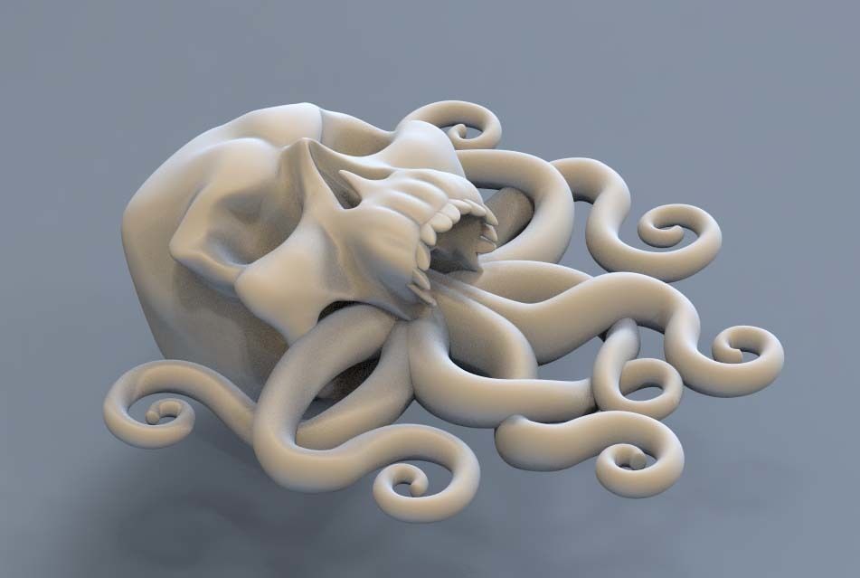 SKULL octopus Low-poly 3D model_64