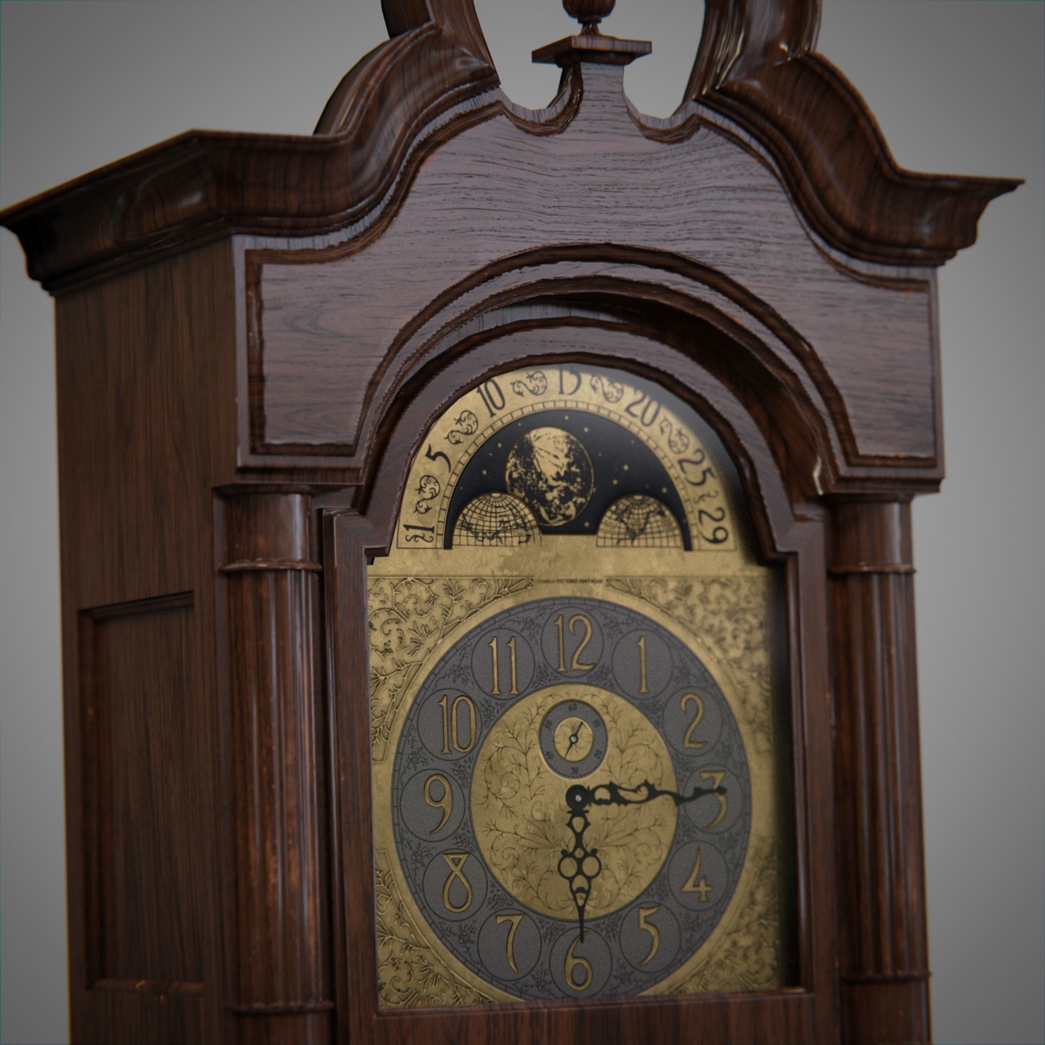 Game Ready Grandfather Clock Low-poly 3D model_1