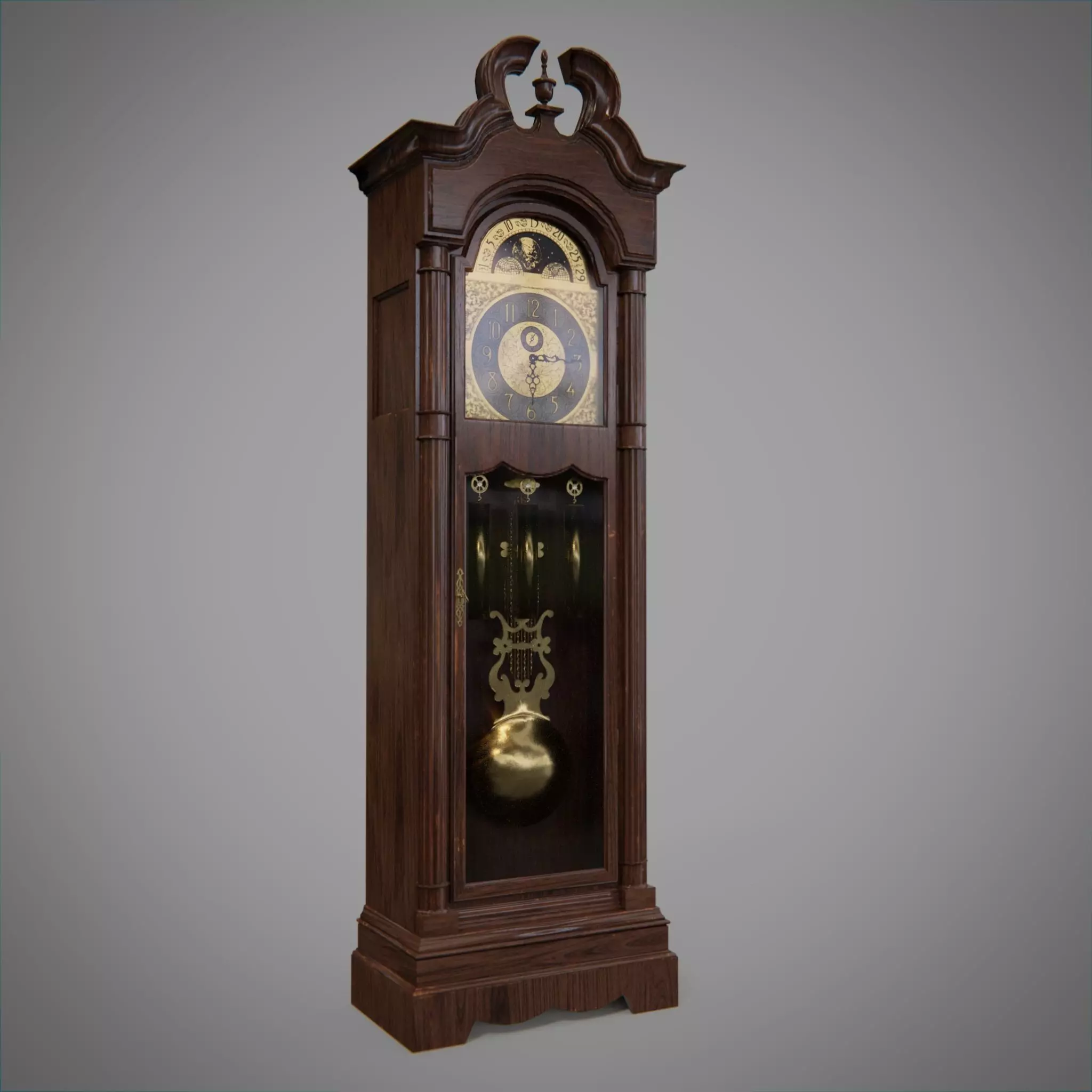 Game Ready Grandfather Clock Low-poly 3D model_0