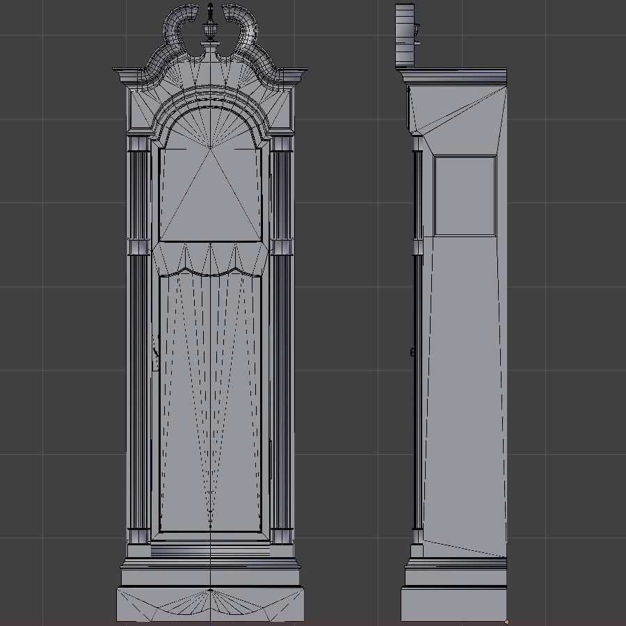 Game Ready Grandfather Clock Low-poly 3D model_4