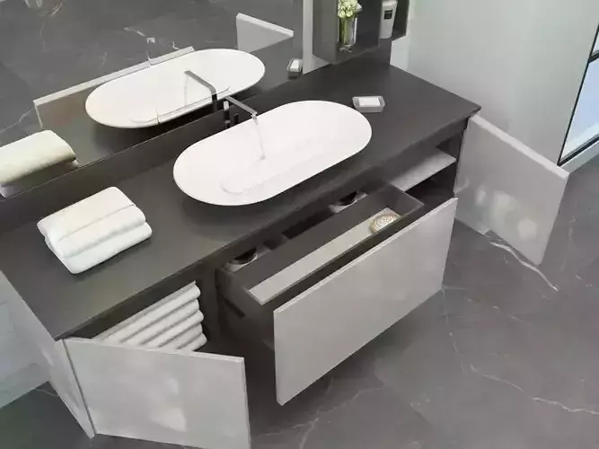 Bathroom collection modern sinks and vanities 3D model