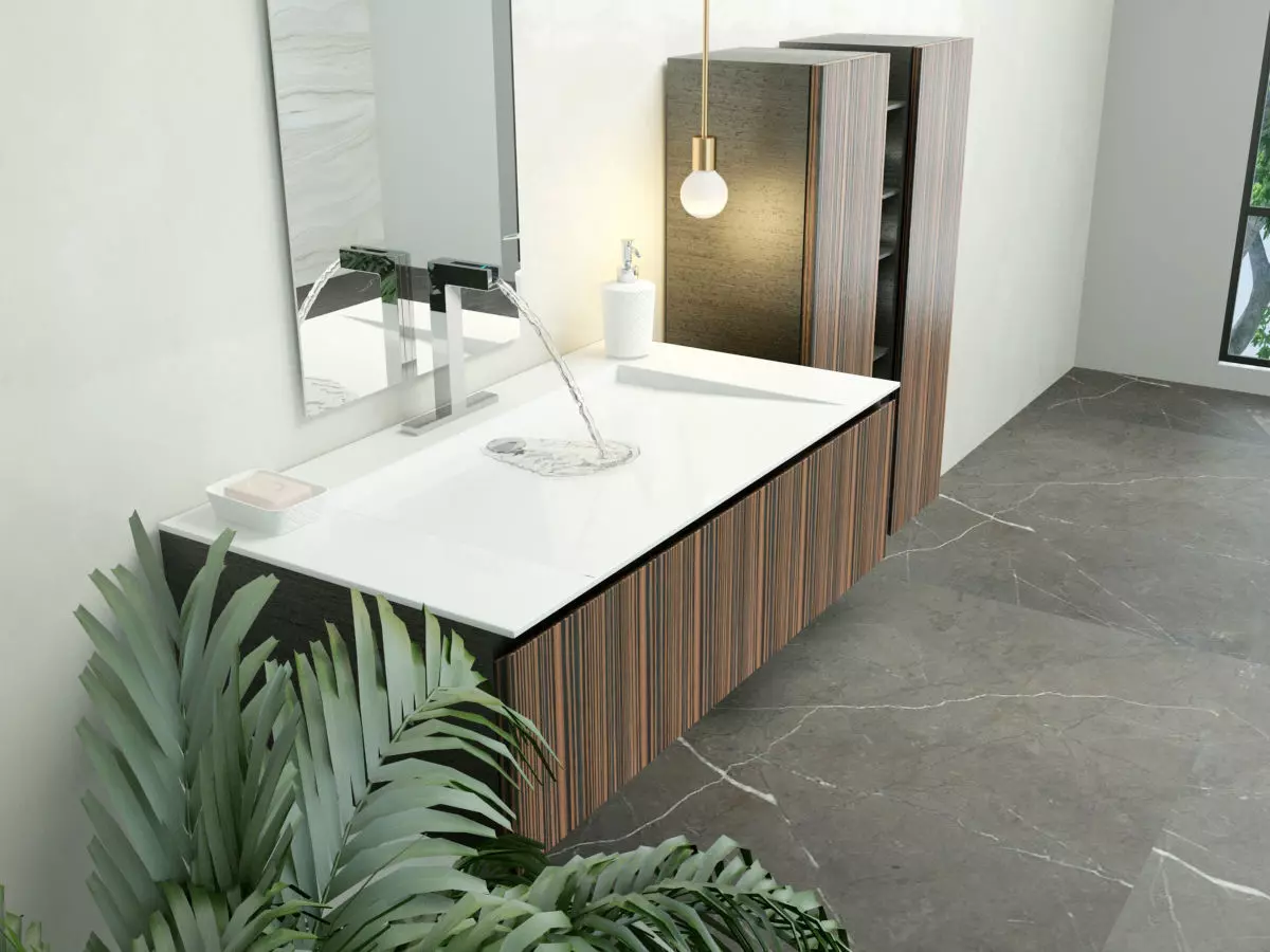 Bathroom collection 3 modern sinks and vanities 3D model_0