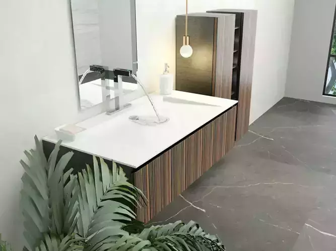 Bathroom collection 3 modern sinks and vanities 3D model