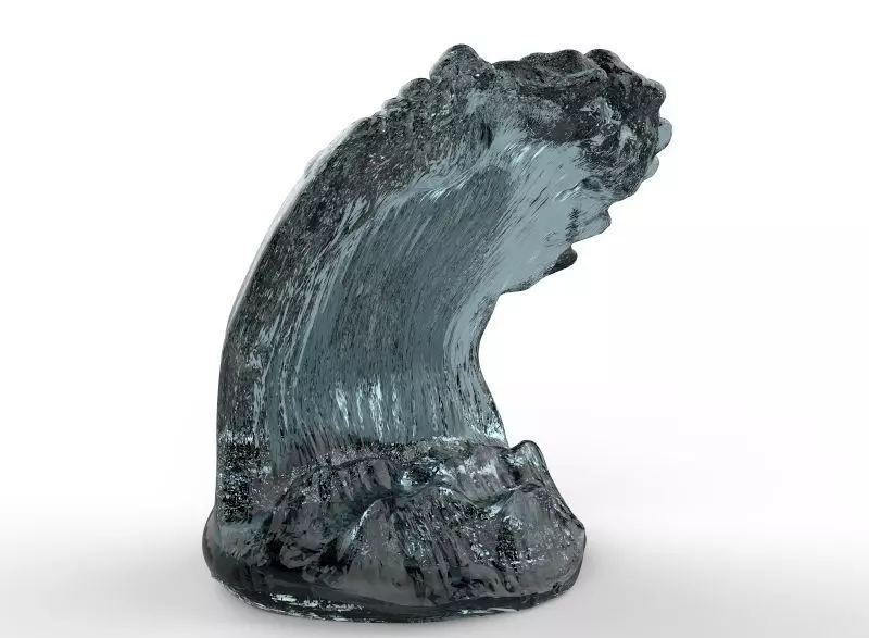 Waves 2 glass sculpture 3D print model_0