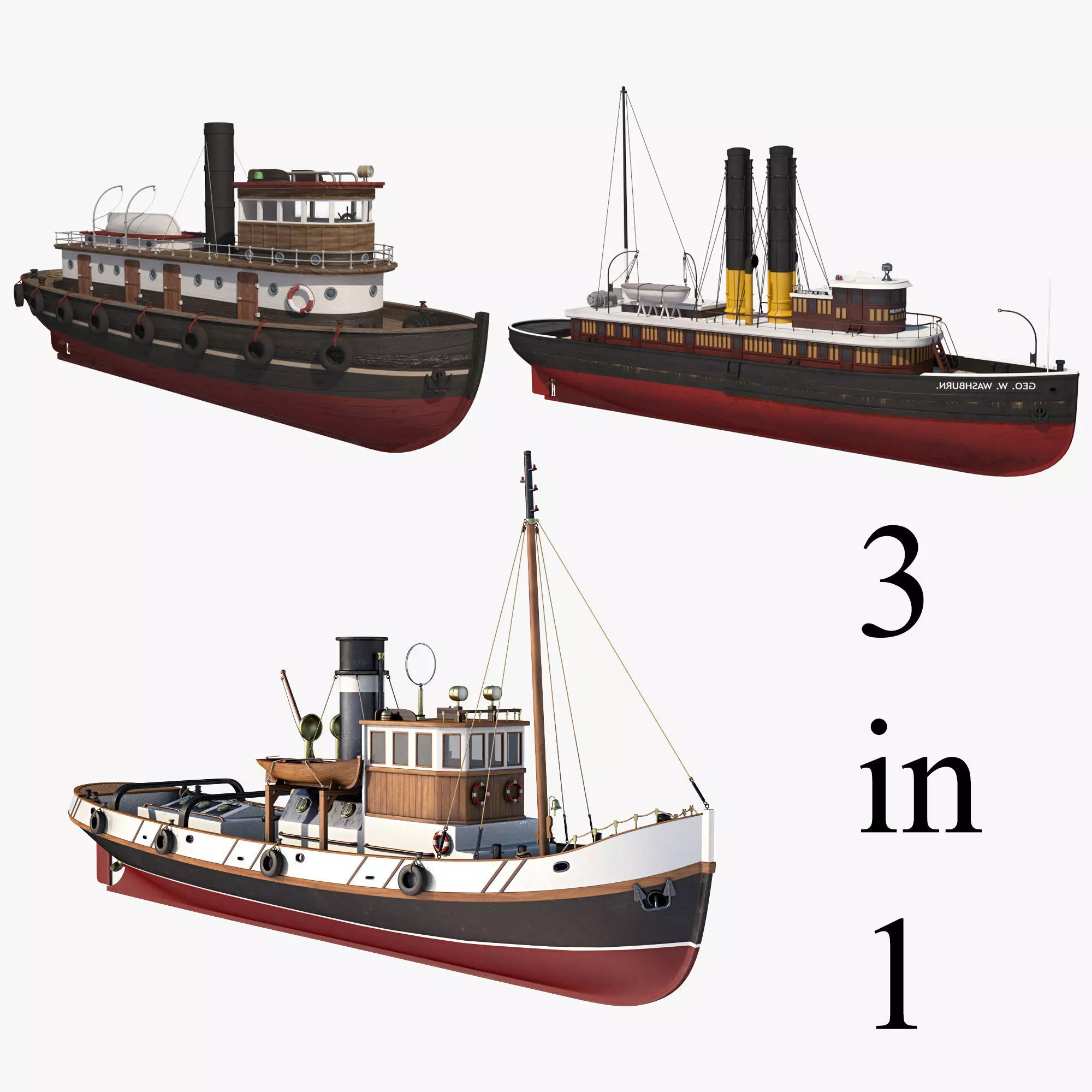 Tugboat Collection 3D model_0