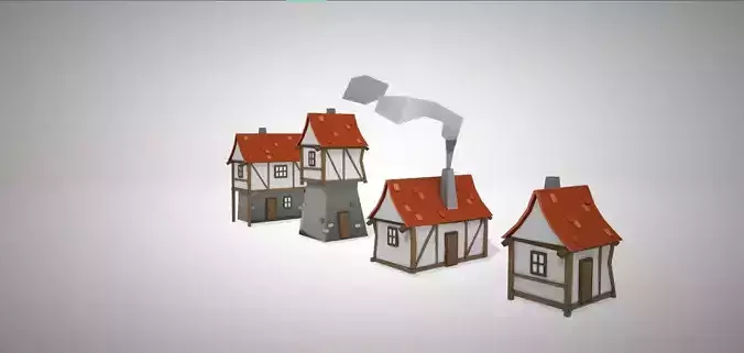 Low-Poly Game-Ready House Pack RPG style