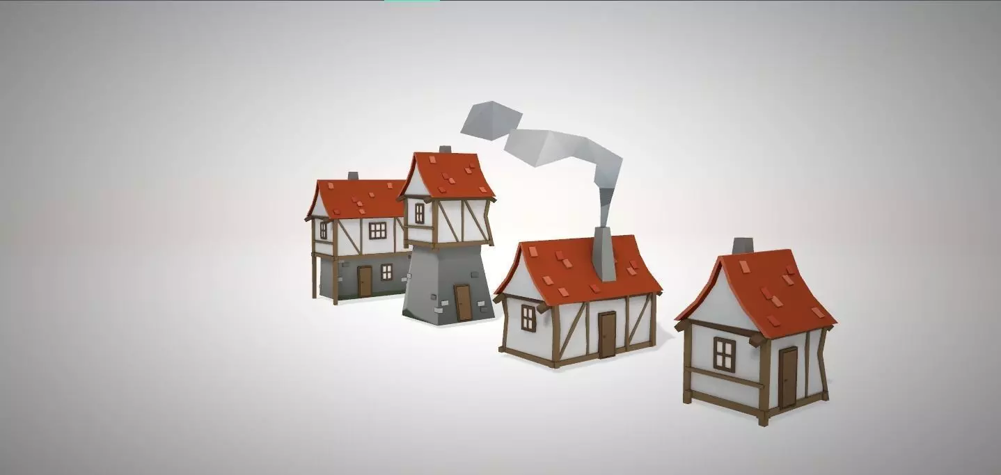 Low-Poly Game-Ready House Pack RPG style Low-poly 3D model_0