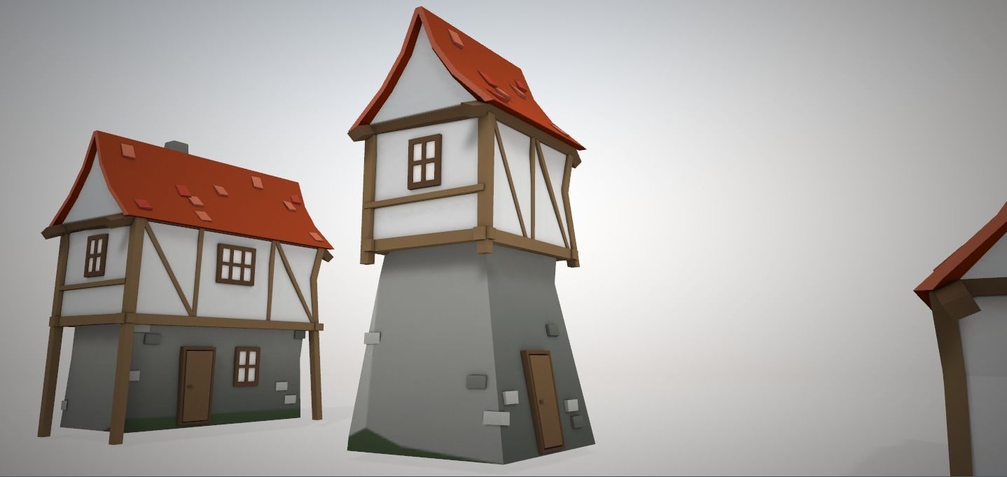 Low-Poly Game-Ready House Pack RPG style Low-poly 3D model_3