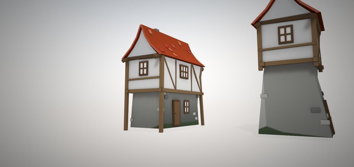 Low-Poly Game-Ready House Pack RPG style Low-poly 3D model_2