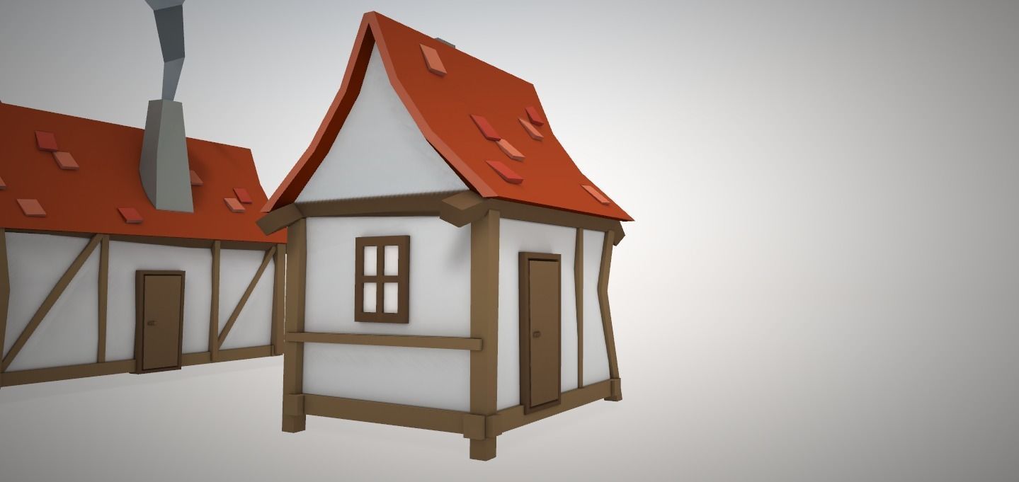 Low-Poly Game-Ready House Pack RPG style Low-poly 3D model_1