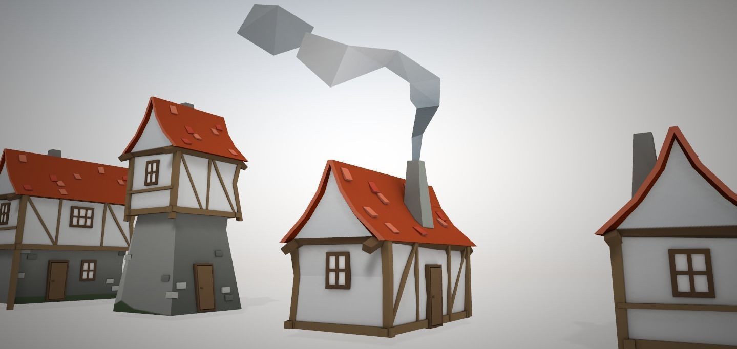 Low-Poly Game-Ready House Pack RPG style Low-poly 3D model_5