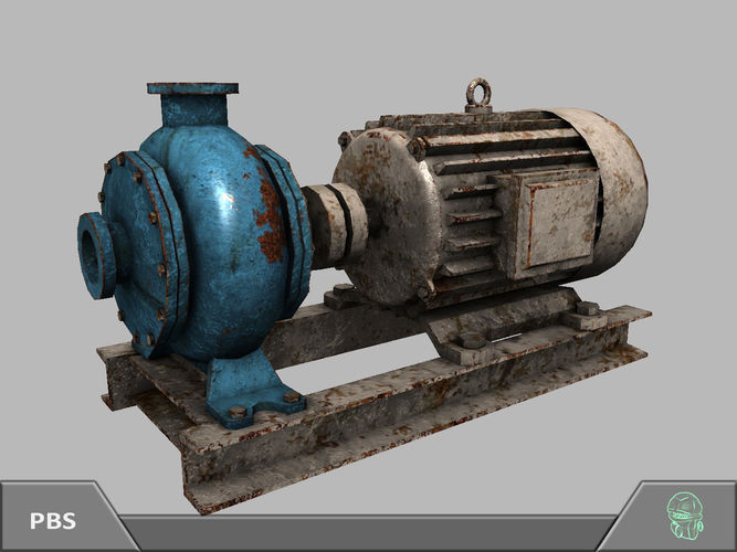 Electric motor pump Low-poly 3D model