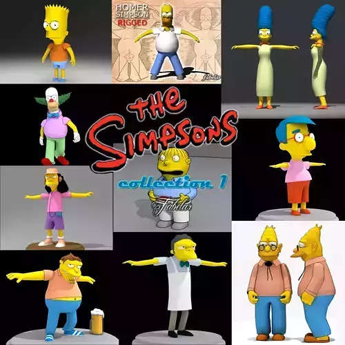 Simpsons collection 1 character in action 3D model