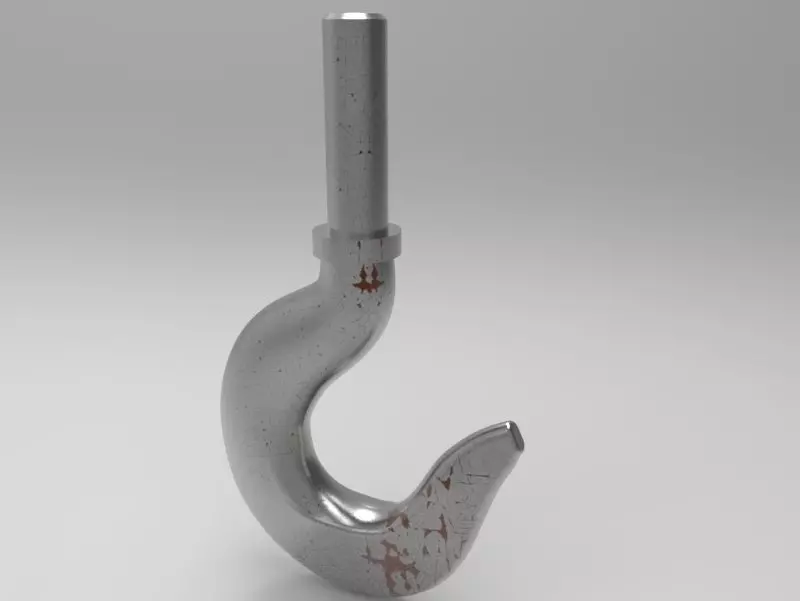 Crane hook with pulley block 3D model_0