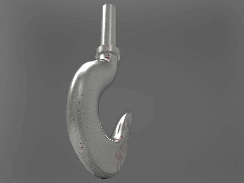 Crane hook with pulley block 3D model_3