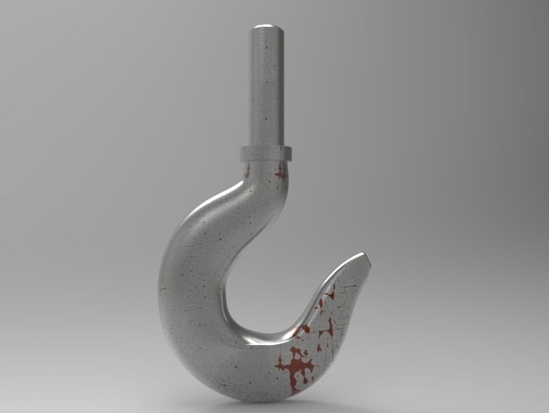 Crane hook with pulley block 3D model_1