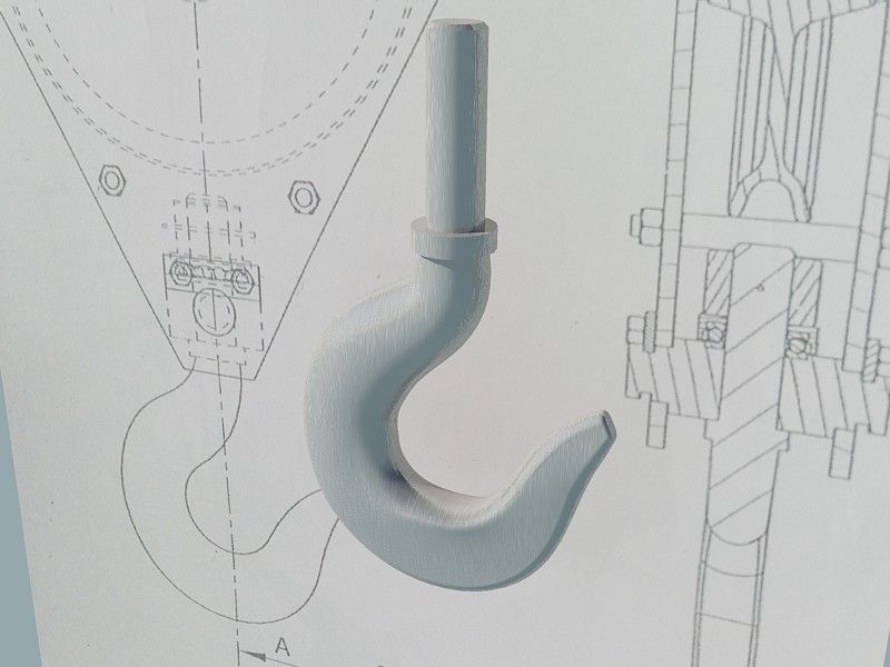 Crane hook with pulley block 3D model_4
