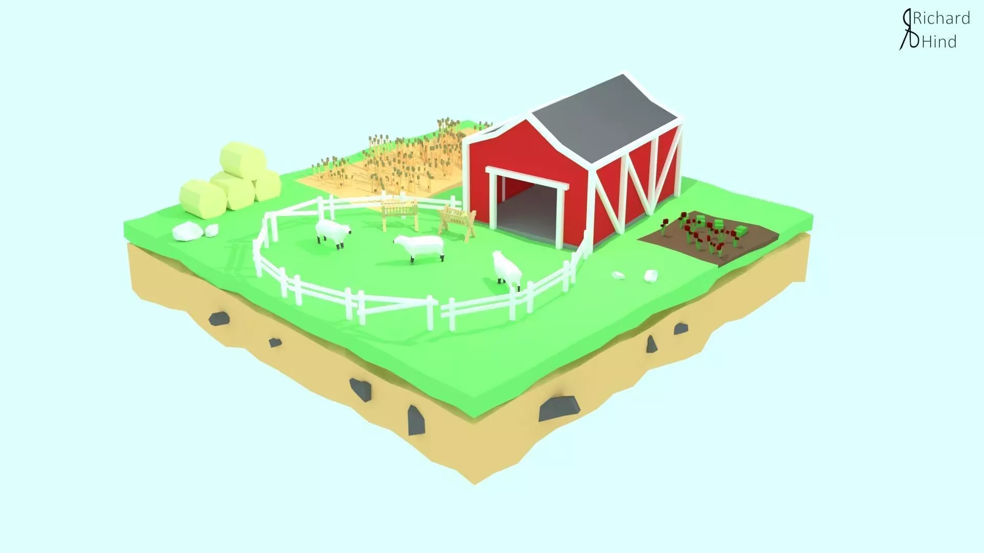 low poly farm by RICHARD HIND Free low-poly 3D model_0