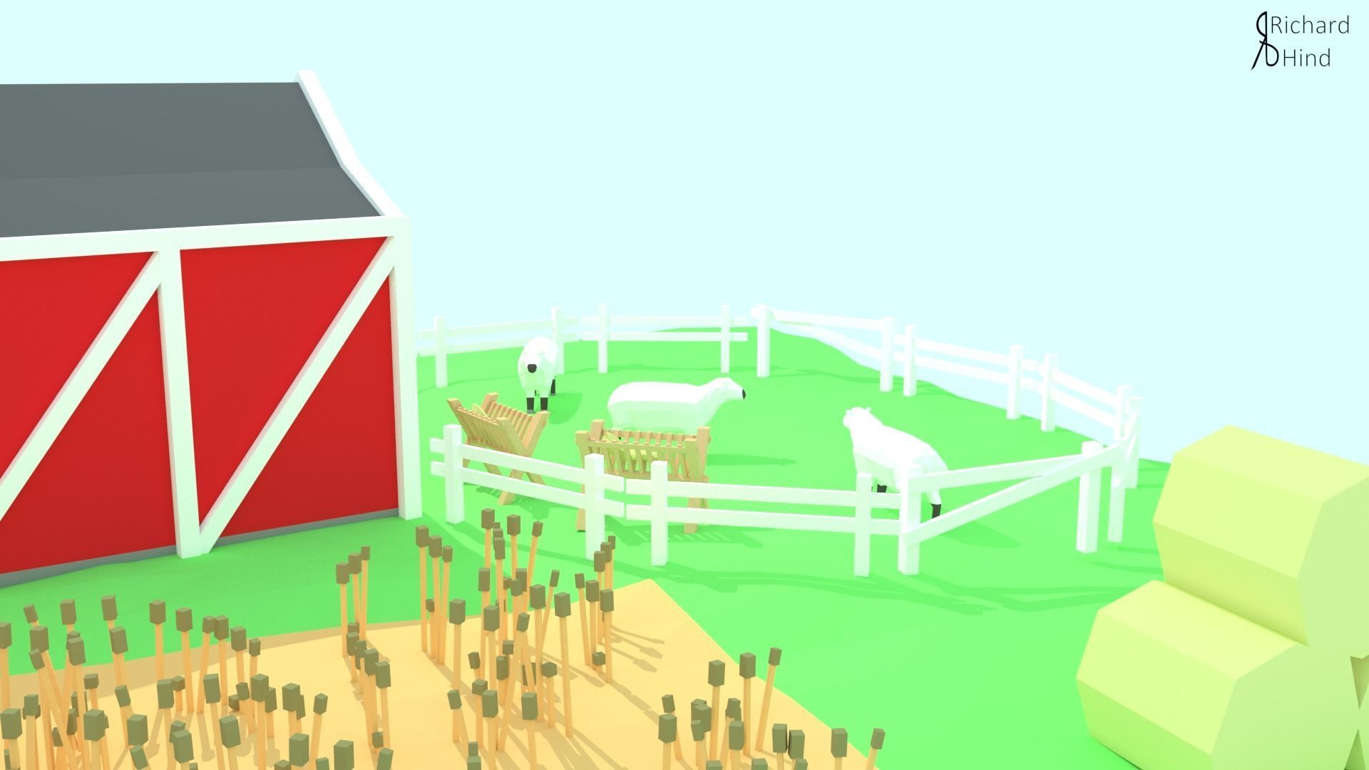 low poly farm by RICHARD HIND Free low-poly 3D model_1