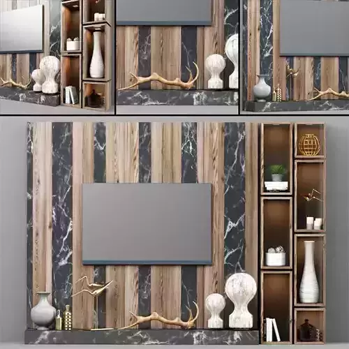 TvStand13 living room with tv and bookshelves