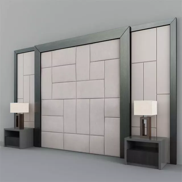 Unfinished12 bed with two side tables and lamp 3D model